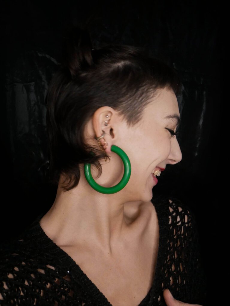 Boucles D'oreilles Créoles Dorées à Effet Craquelé - Modèle 2238, Percées, Occasion Parfait état