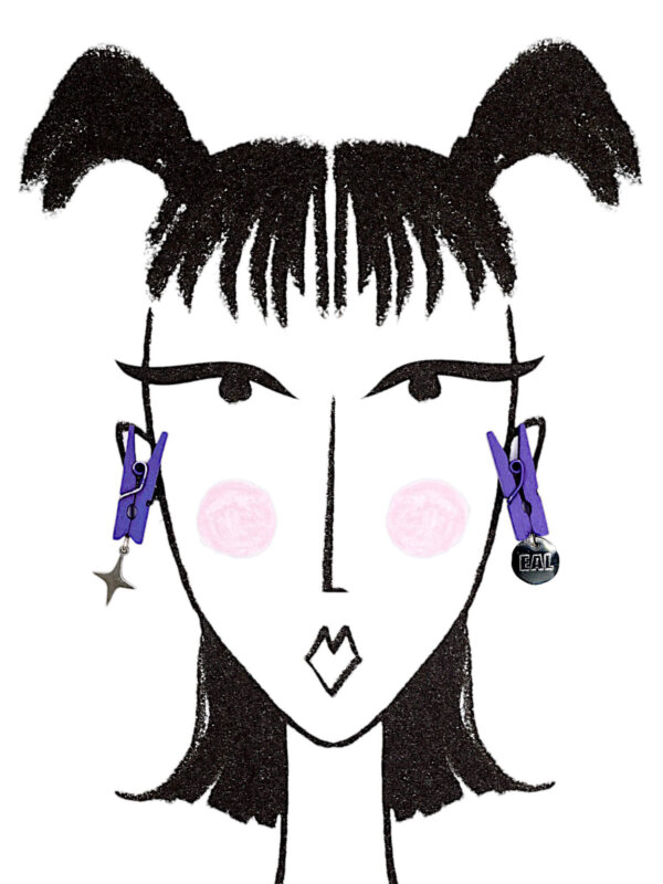 PUCES CHARMS Boucles pinces à linge | Violet