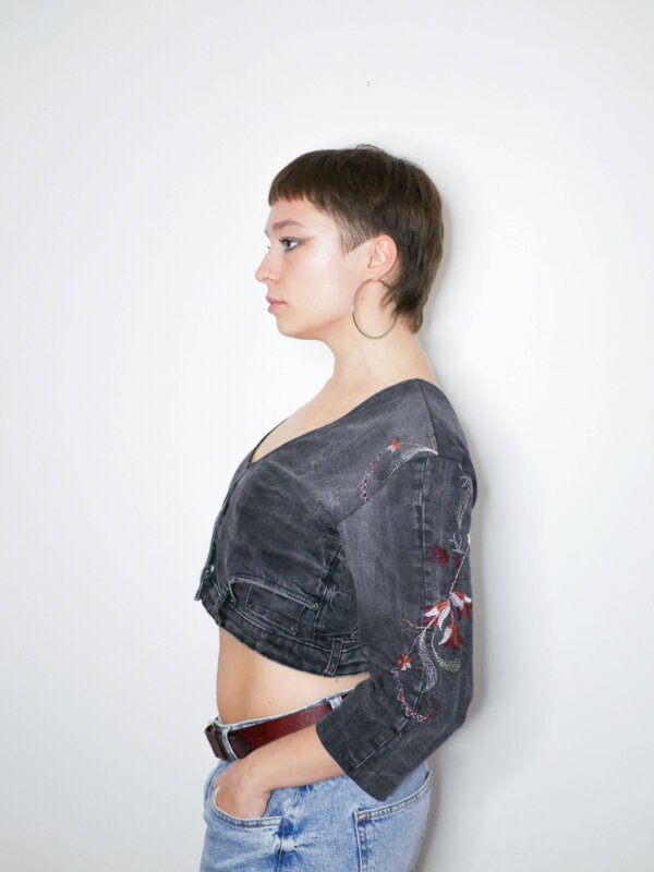 M | Jean gris fleuri - Manches 3/4 – Image 5